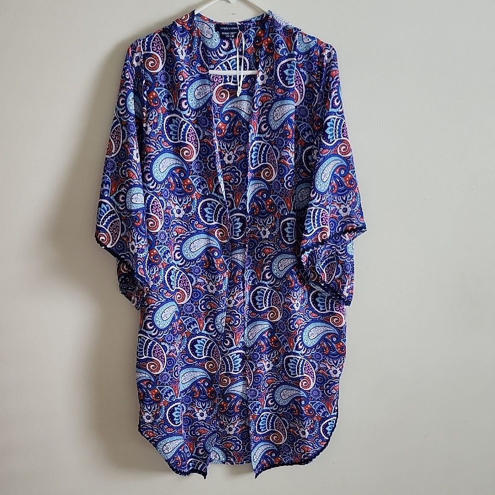 Simply Southern Multicolor Paisley Kimono Swim Cover Up Women Oversized XS S Med
